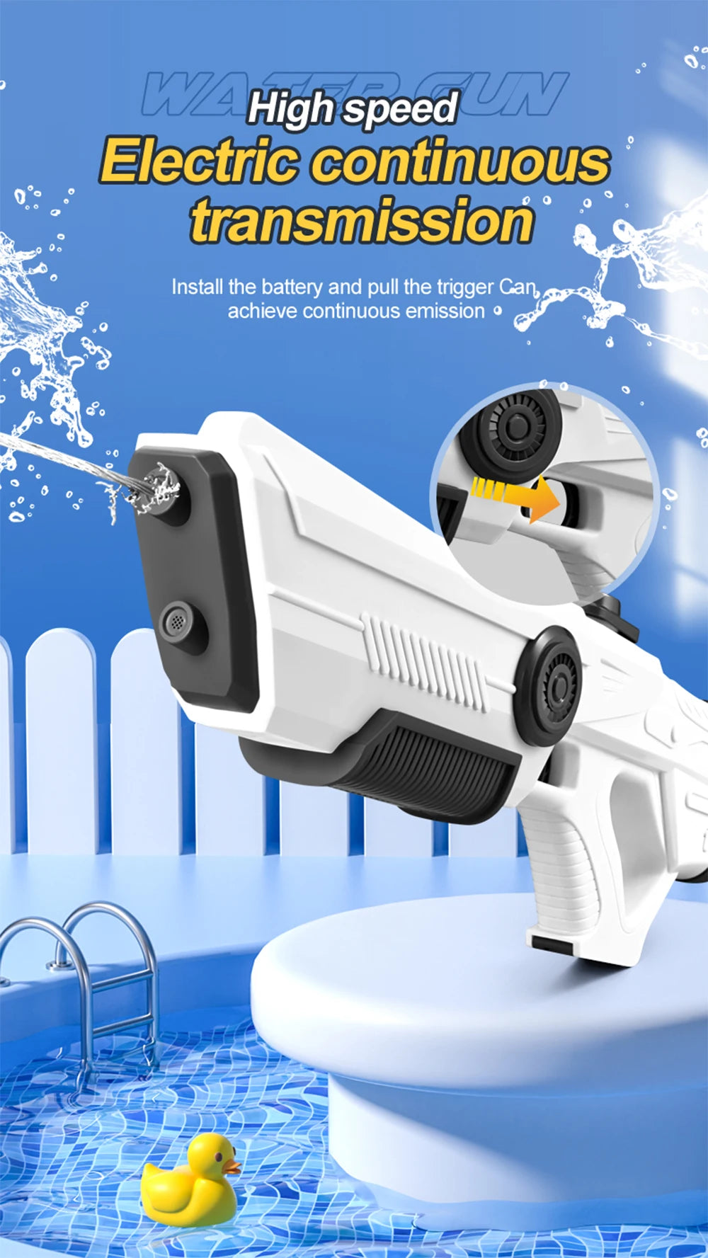 Pistola de almacenamiento de agua automática eléctrica, juguetes portátiles para niños, playa de verano, lucha al aire libre, pistola pulverizadora de fantasía, juguetes para niños y adultos