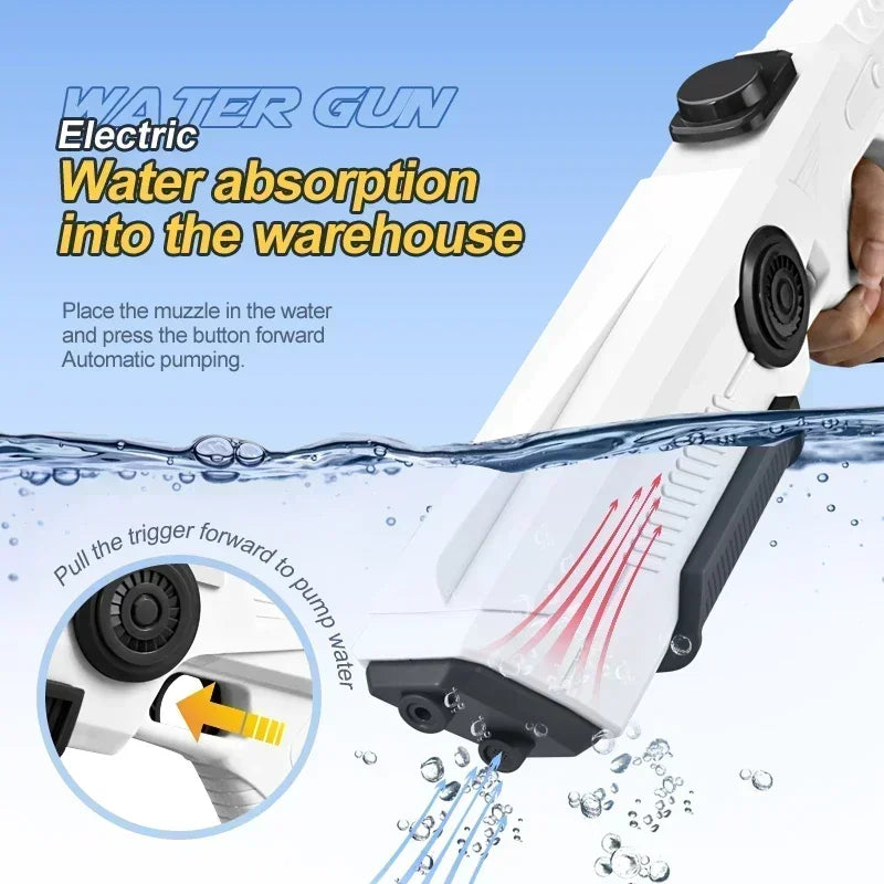 Pistola de almacenamiento de agua automática eléctrica, juguetes portátiles para niños, playa de verano, lucha al aire libre, pistola pulverizadora de fantasía, juguetes para niños y adultos