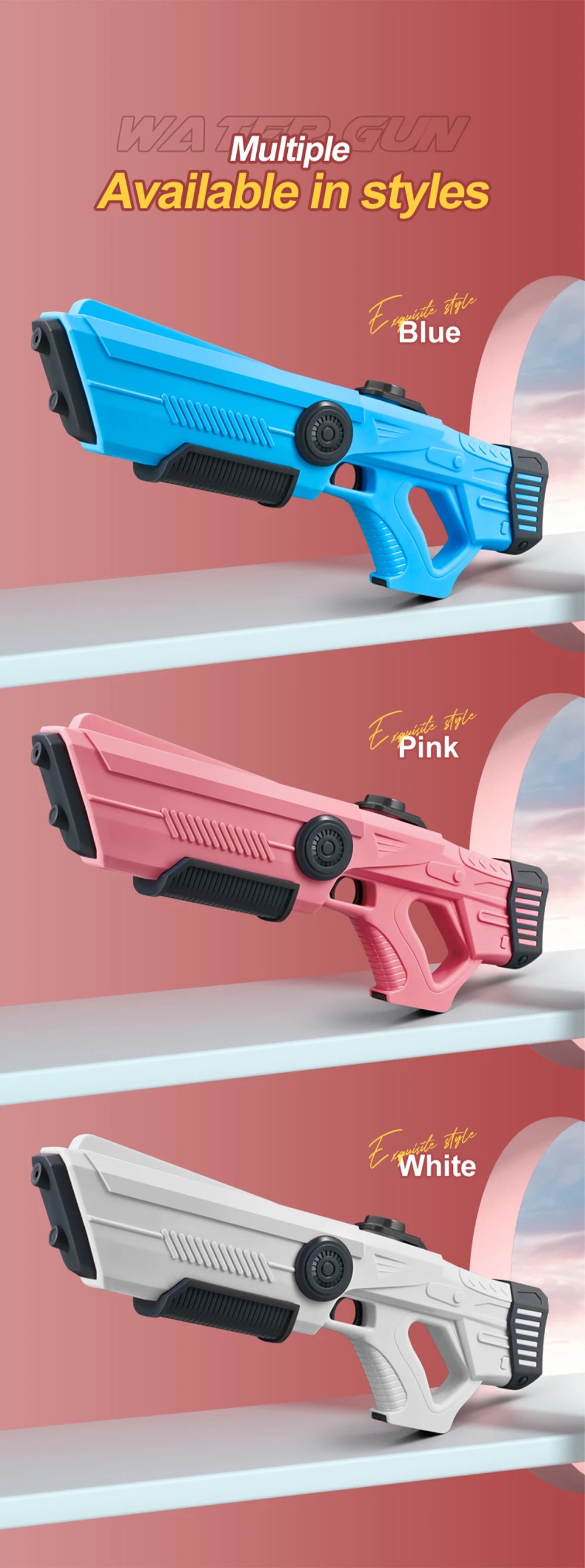 Pistola de almacenamiento de agua automática eléctrica, juguetes portátiles para niños, playa de verano, lucha al aire libre, pistola pulverizadora de fantasía, juguetes para niños y adultos