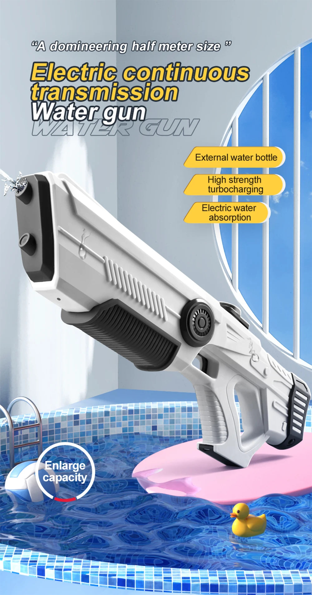 Pistola de almacenamiento de agua automática eléctrica, juguetes portátiles para niños, playa de verano, lucha al aire libre, pistola pulverizadora de fantasía, juguetes para niños y adultos